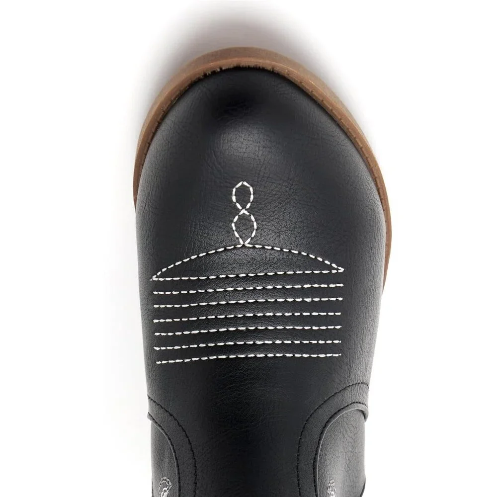 ⚡Girls Black Kids Western Boots Embroidered Cowgirl Boots Riding Shoes Mid Calf